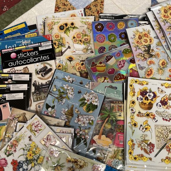 Scrapbooking Stickers Huge Lot Rhinestones Puffy Dimensional 100 Packs - Picture 8 of 8